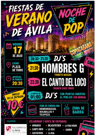 NOCHE DE POP en Ávila - Tributos a Hombres G y El Canto del Loco